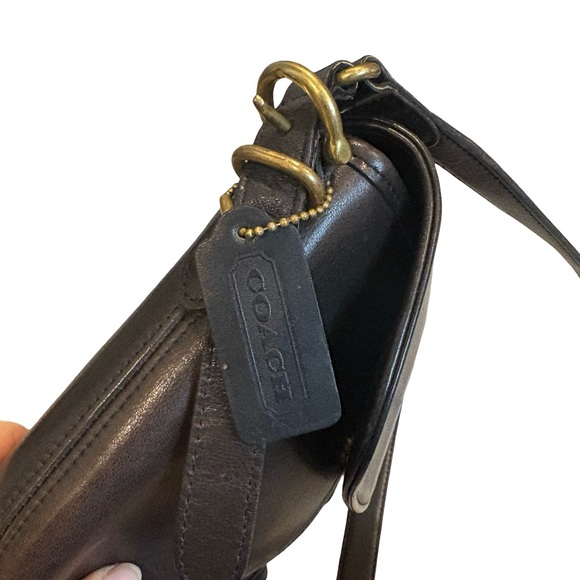 Vintage Coach Loden Leather Equestrian Large Flap Bag in Dark Brown - Style 9807 - Picture 10 of 15